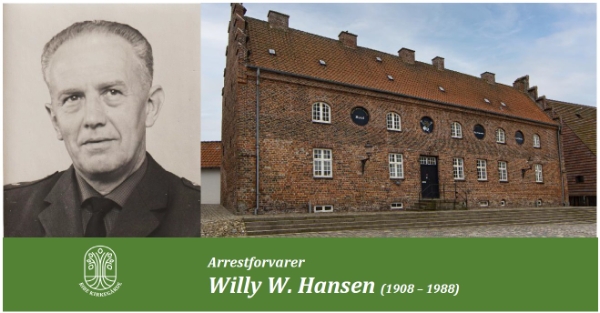 Portrætbillede af Willy W. Hansen og billede af den gamle arrest i Ribe